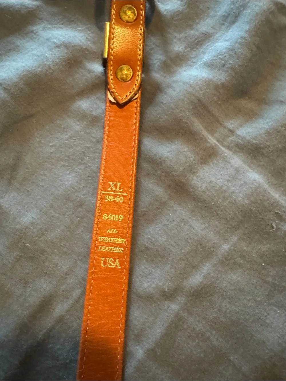 Vintage Dooney & Bourke Cognac Pebbled Leather Belt with Brass Duck Buckle